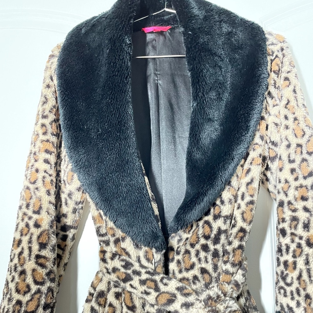 Betsey Johnson Vintage 2k Leopard Teddy Coat Robe size S - Picture 8 of 12